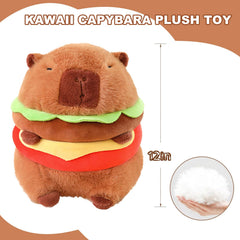 WAKSUN capybara hamburger plush bedtime companion on a bed