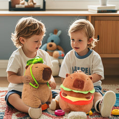 WAKSUN capybara hamburger plush face detail with friendly expression