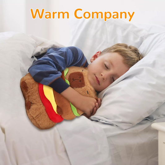 WAKSUN capybara hamburger plush side view showing soft silhouette