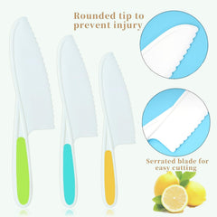WALAWALA 4PCS Kids Knife Set with non-slip handles ensuring secure grip during practice