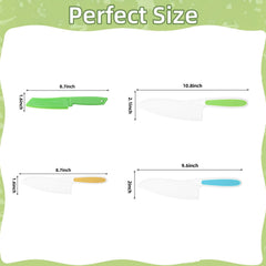 WALAWALA 4PCS Kids Knife Set serrated teeth closeup highlights safe edging for fruit and bread
