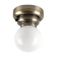 Waldosia 1:12 brass LED ceiling light installed in a dollhouse for soft illumination.
