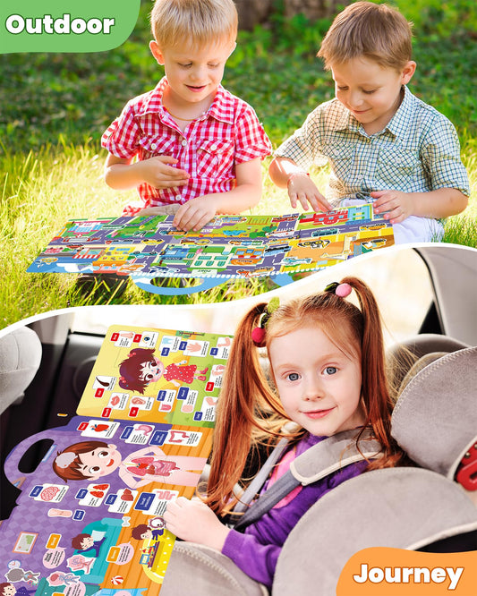 Walenced animal zoo sticker pages for imaginative play and early word learning