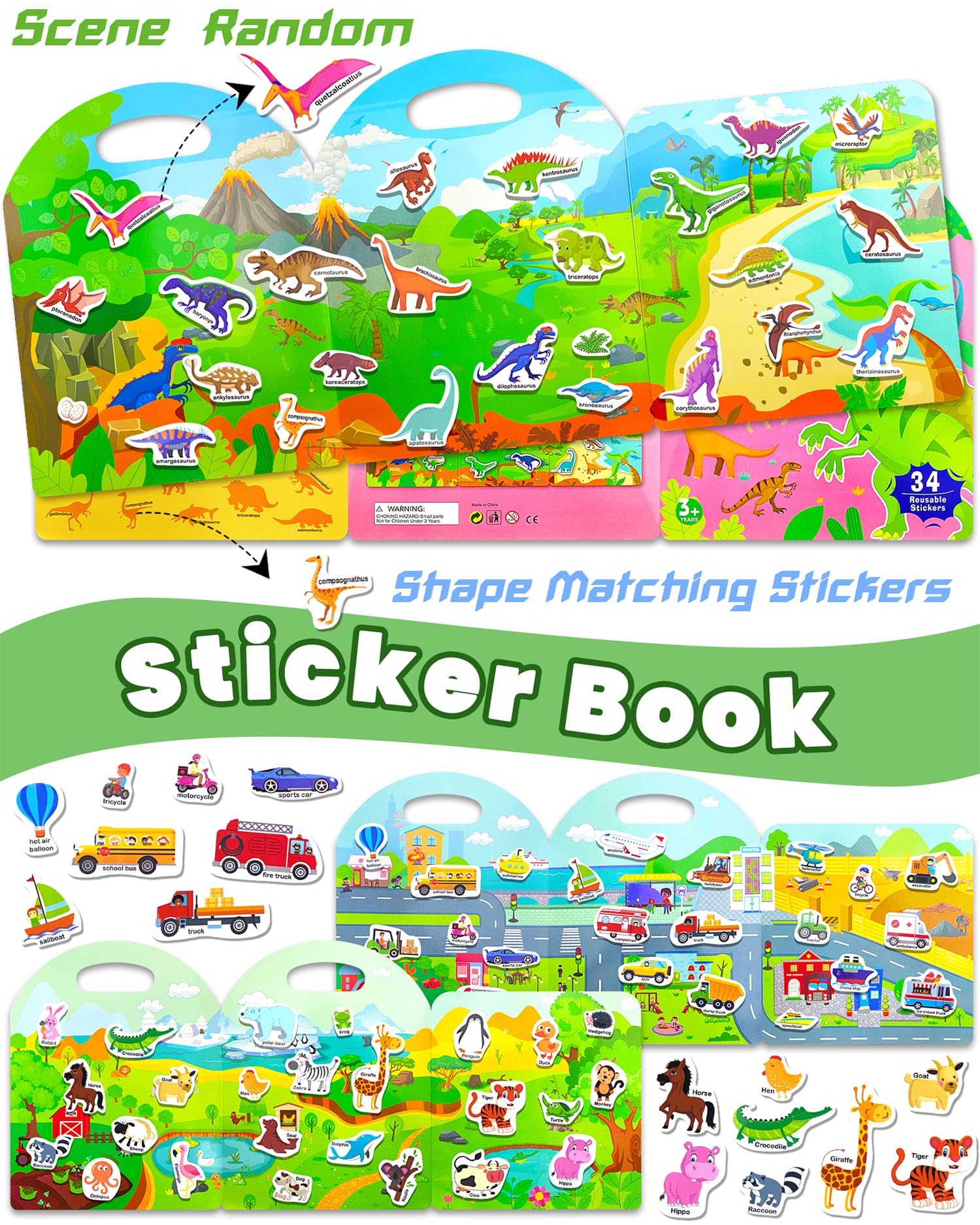 Walenced animals sticker pack invites imaginative play with bright animal characters.