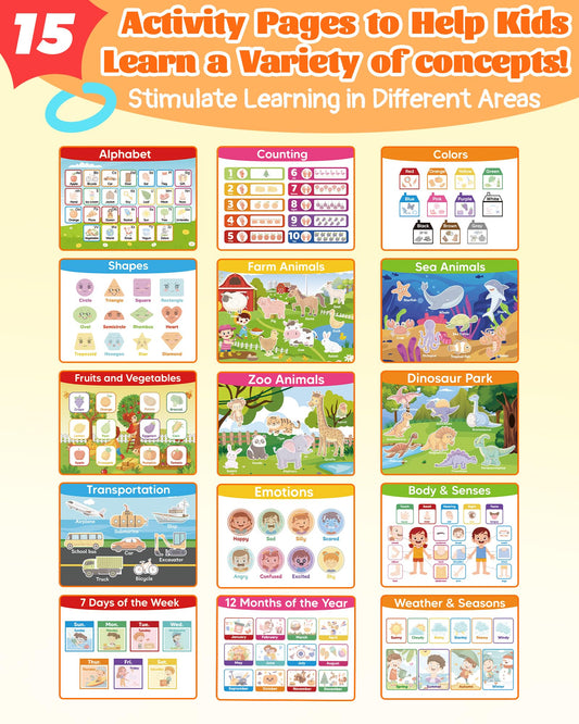 Walenced Busy Book alphabet and numbers cards support early literacy and recognition
