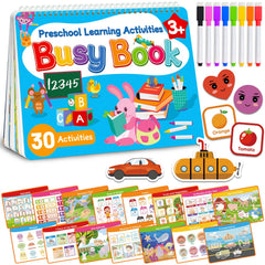 Walenced Busy Book for Toddlers with Velcro cards for independent learning