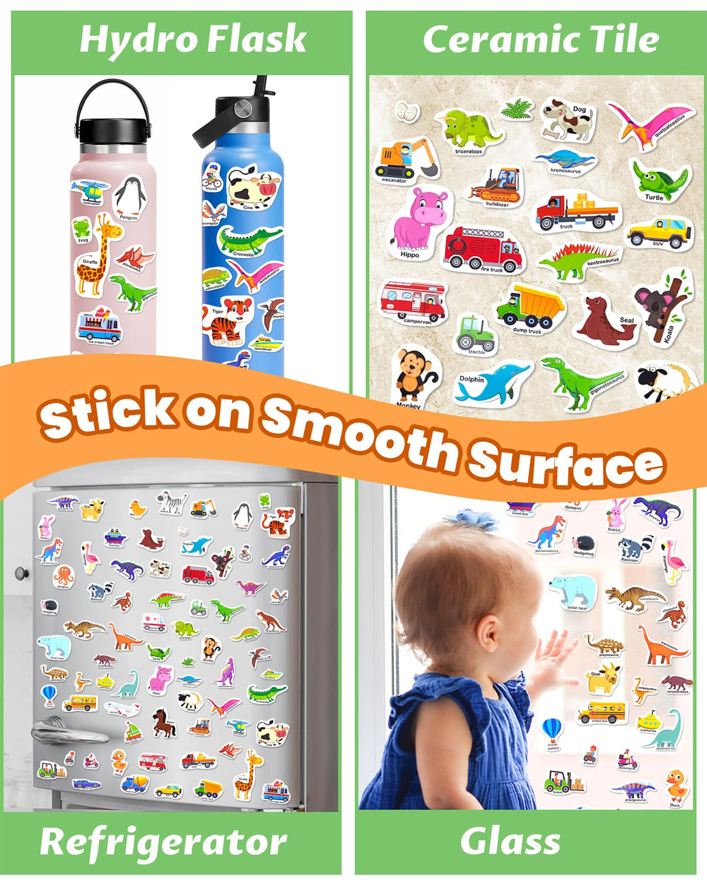 Walenced dinosaurs sticker pack encourages creative exploration with textured dinosaur images.