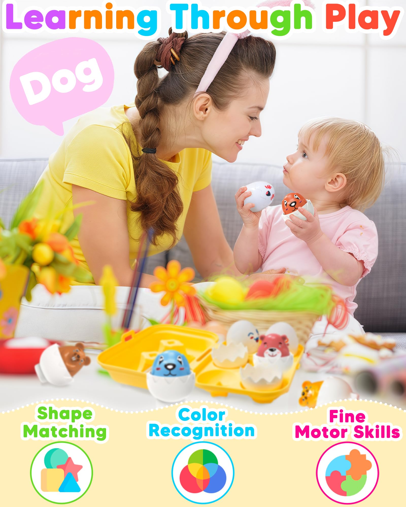 Walenced colorful Easter eggs for toddlers support sensory play