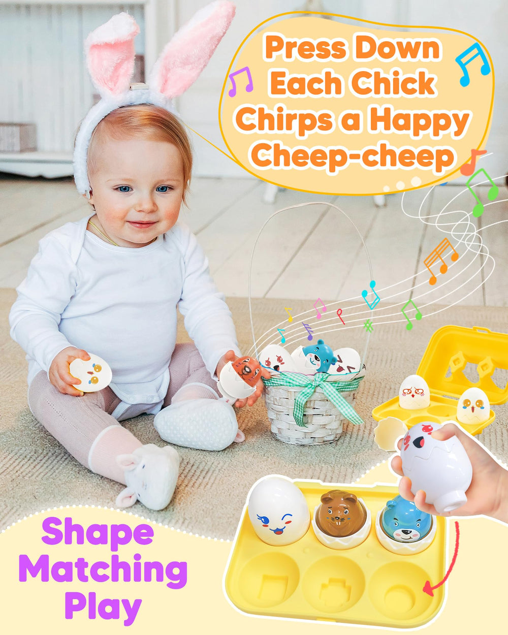 Walenced eggs feature durable construction for active toddlers
