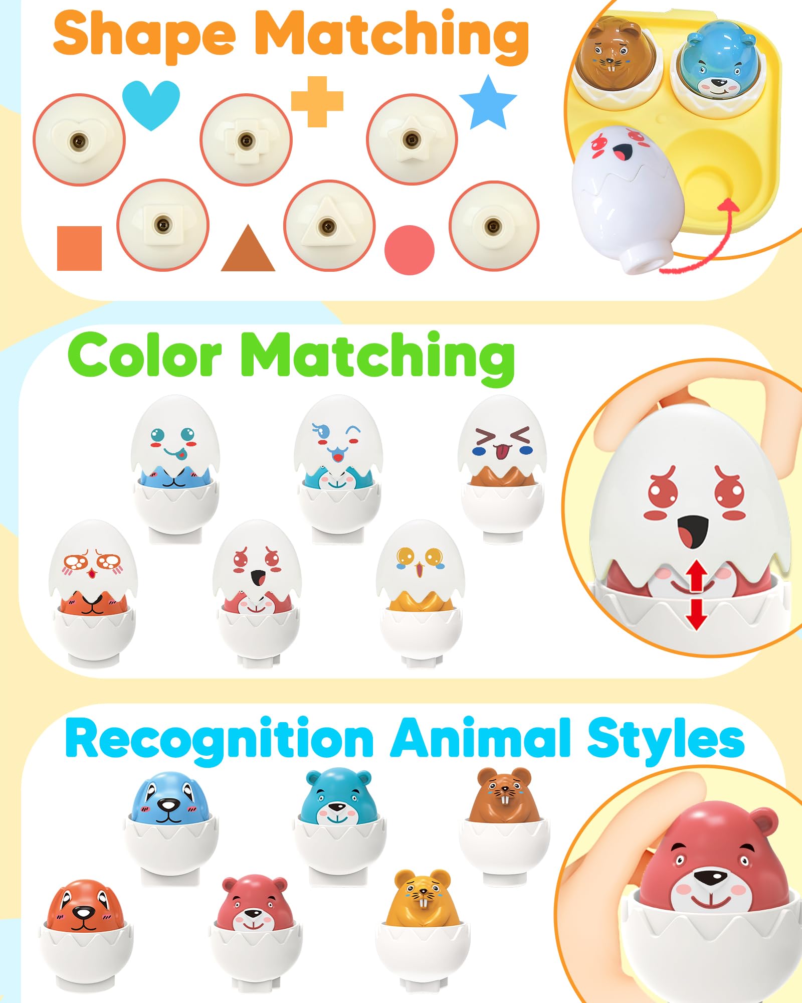 Walenced eggs for sorting, stacking, and matching activities