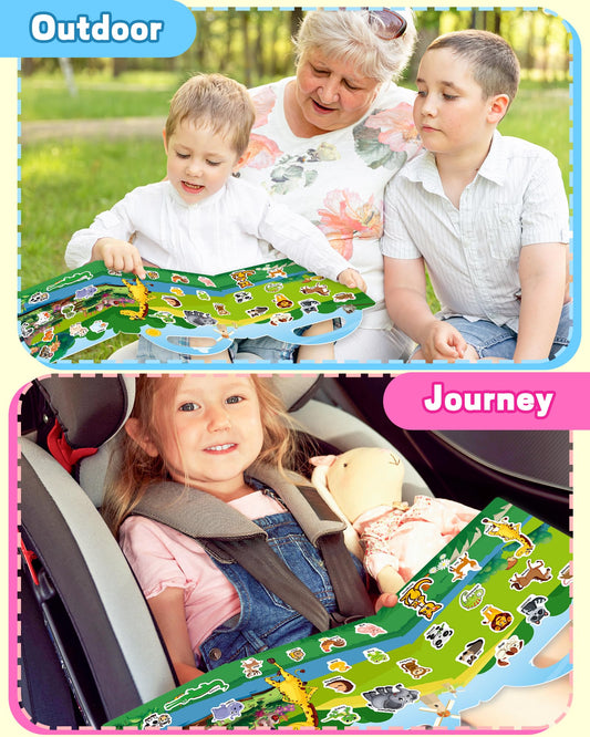 Walenced portable sticker book with handle and storage for on-the-go fun