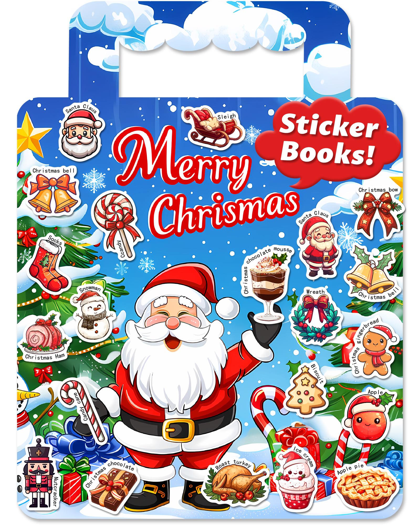 Walenced reusable sticker book Christmas theme sparks imaginative play on surfaces.