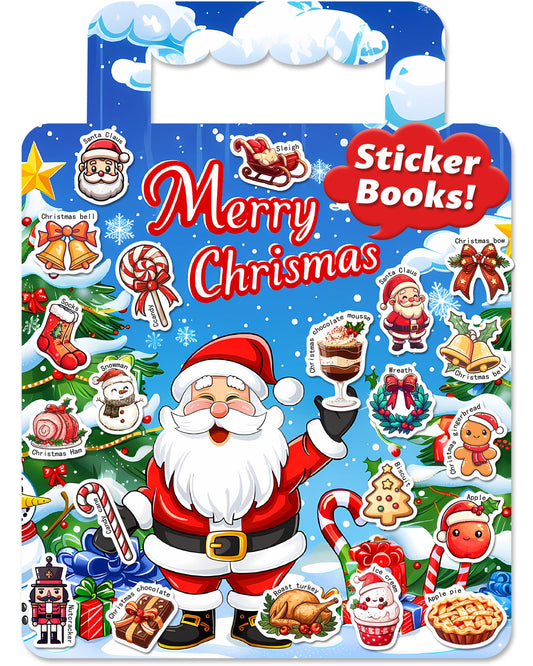 Walenced reusable sticker book Christmas theme sparks imaginative play on surfaces.