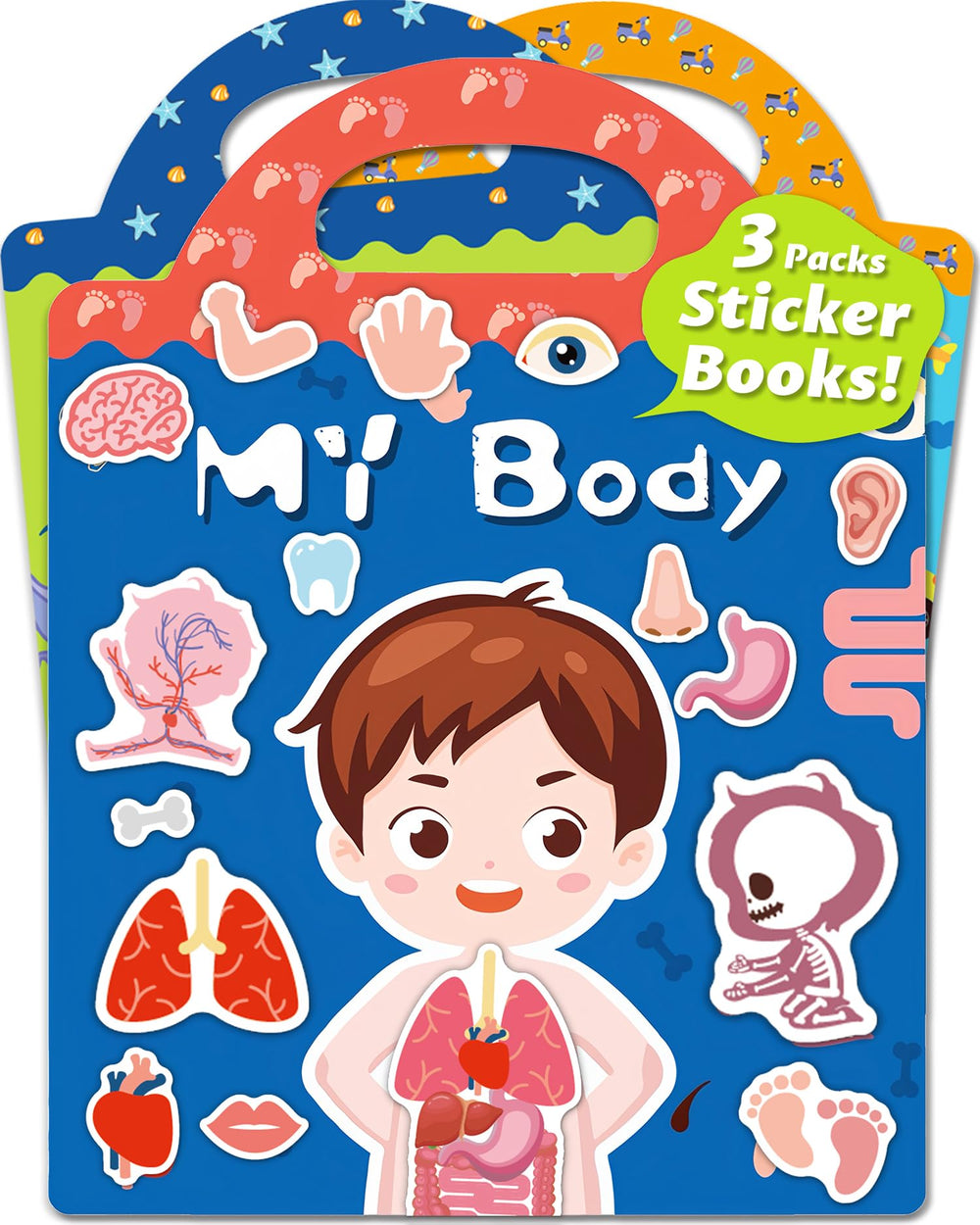 Walenced reusable sticker book for toddlers with portable storage in cover design