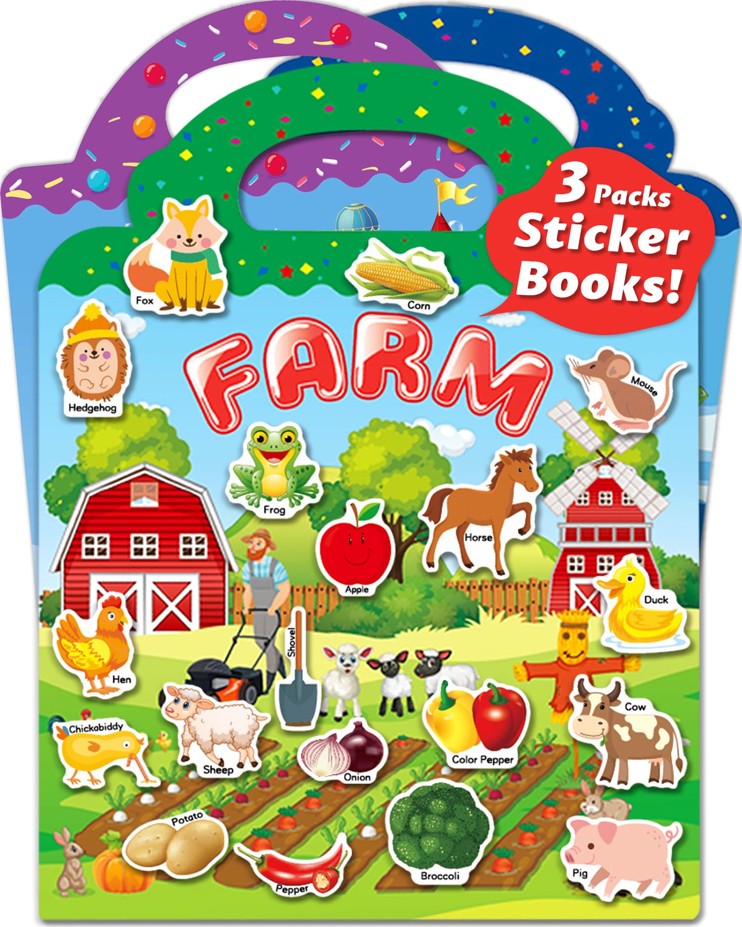 Walenced reusable sticker book for toddlers with farm theme stickers, encourages imaginative play