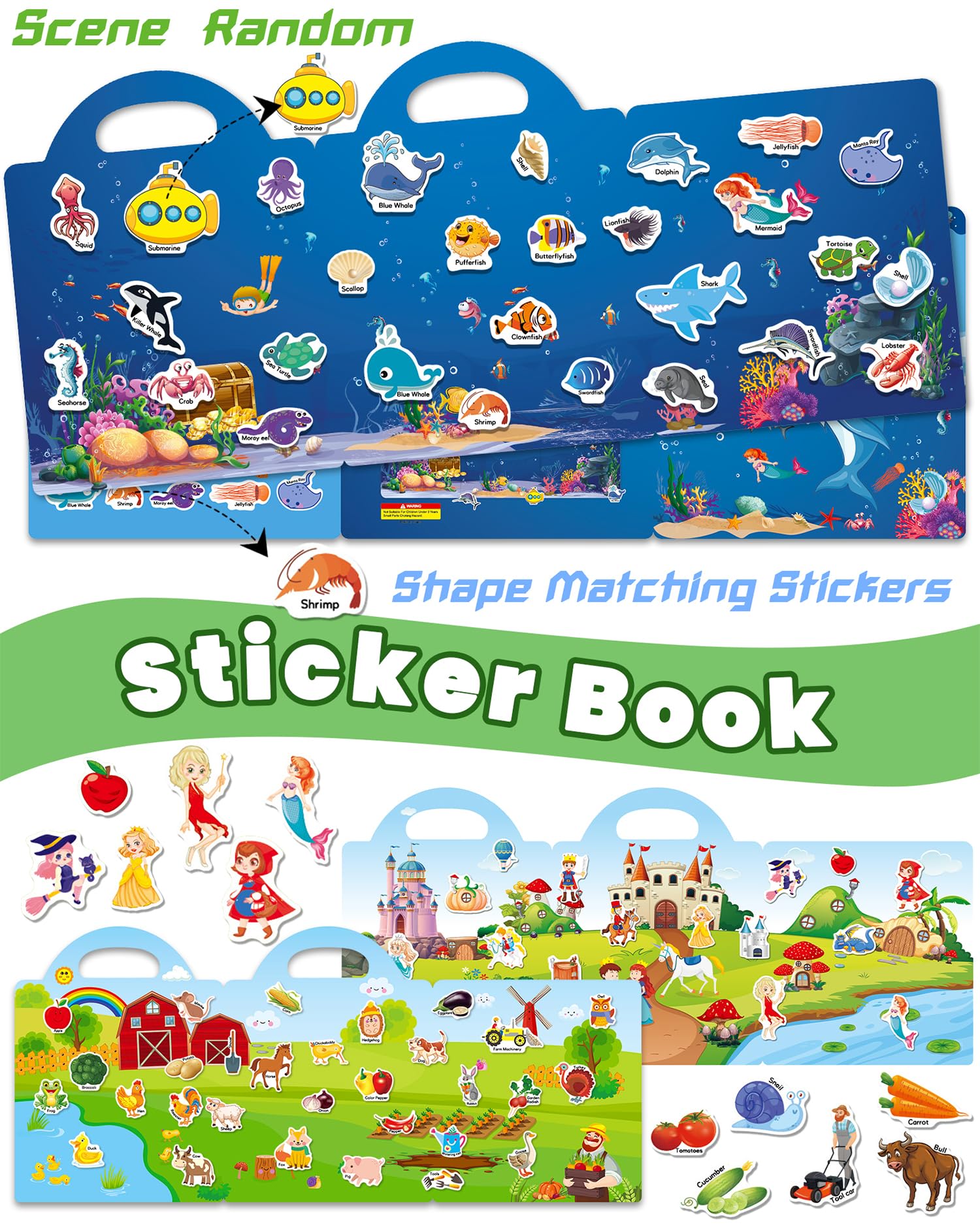 Walenced reusable sticker book for toddlers with ocean animals stickers, supports sensory exploration