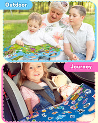 Walenced sticker book vehicles – portable on-the-go creative activity