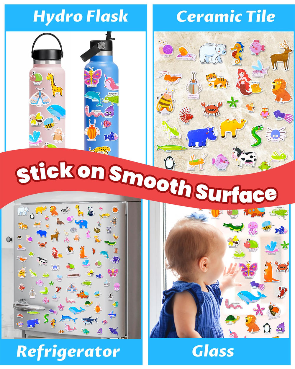 Walenced sticker book portable design with handle and sticker storage for on-the-go use.