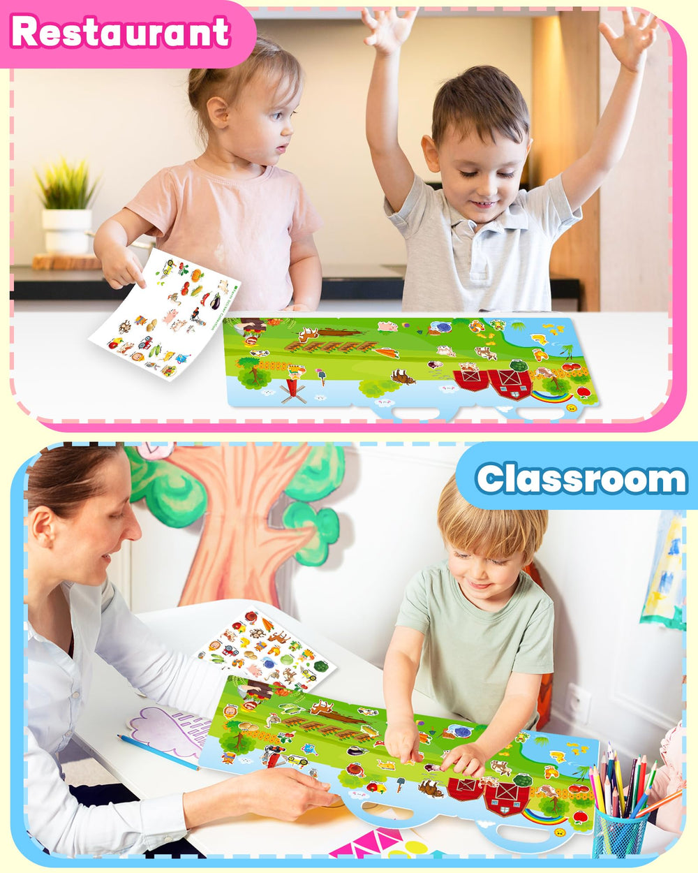 Walenced sticker book toddler 43 pieces for creative scene-building and play