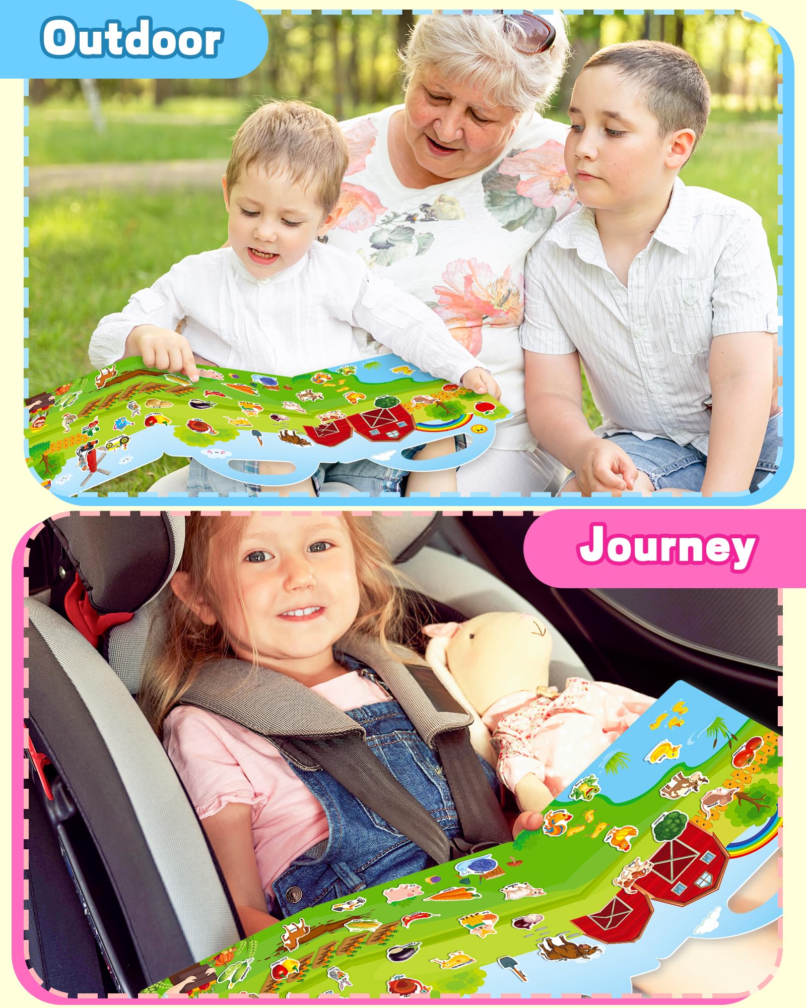 Walenced sticker book toddler portable handle design for on-the-go fun