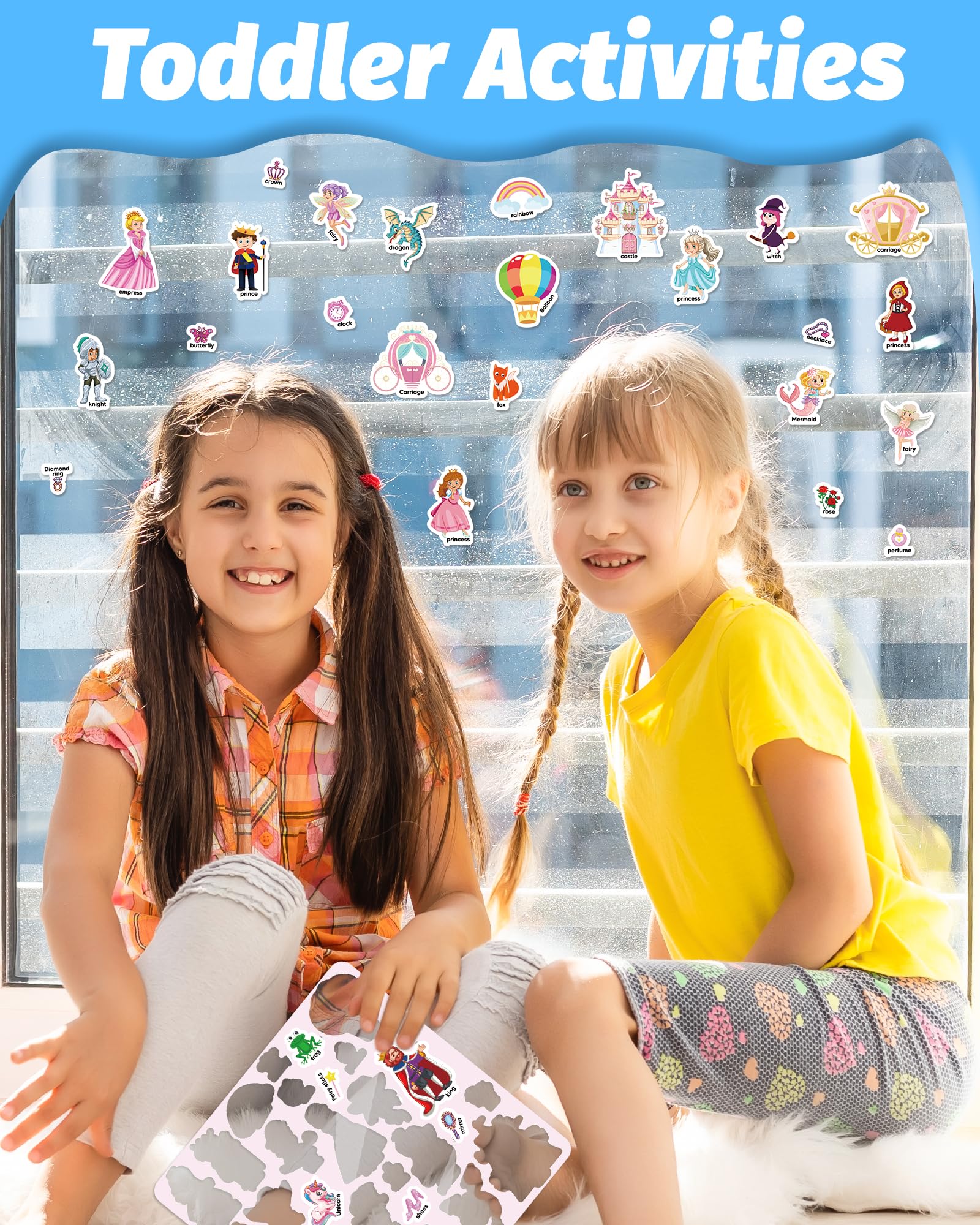 Walenced sticker book featuring surface stickers for hands-on creativity on windows and bottles.