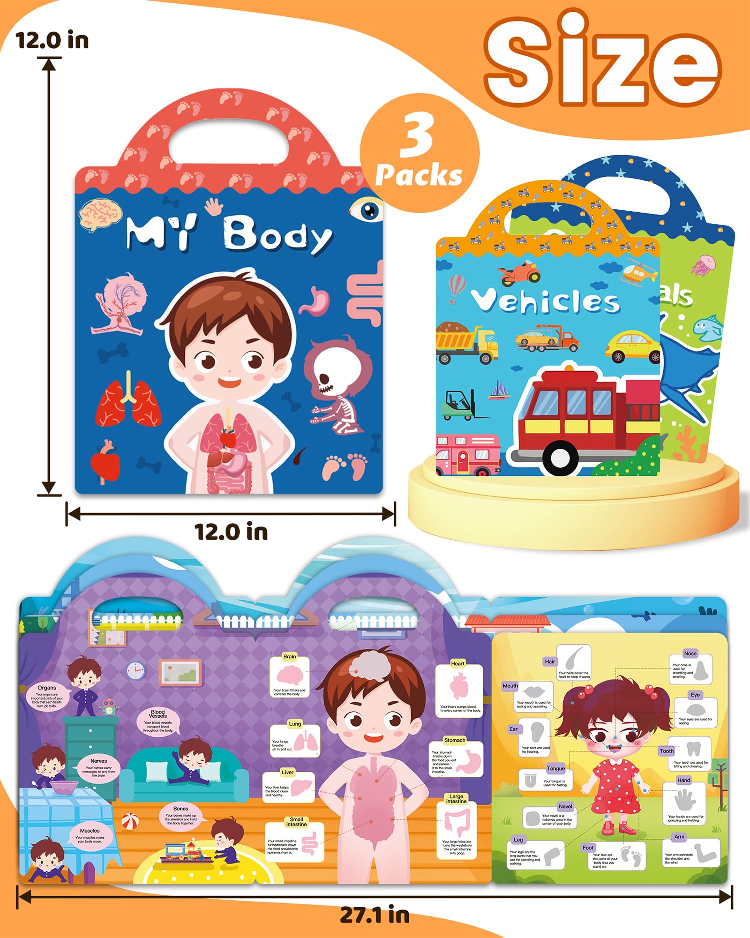 Walenced sticker book used on window or bottle surface enables easy, mess-free play
