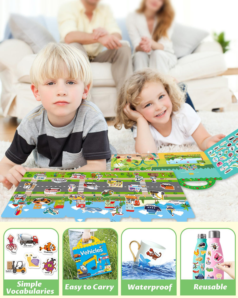 Walenced toddler sticker book stickers on window for versatile surface play