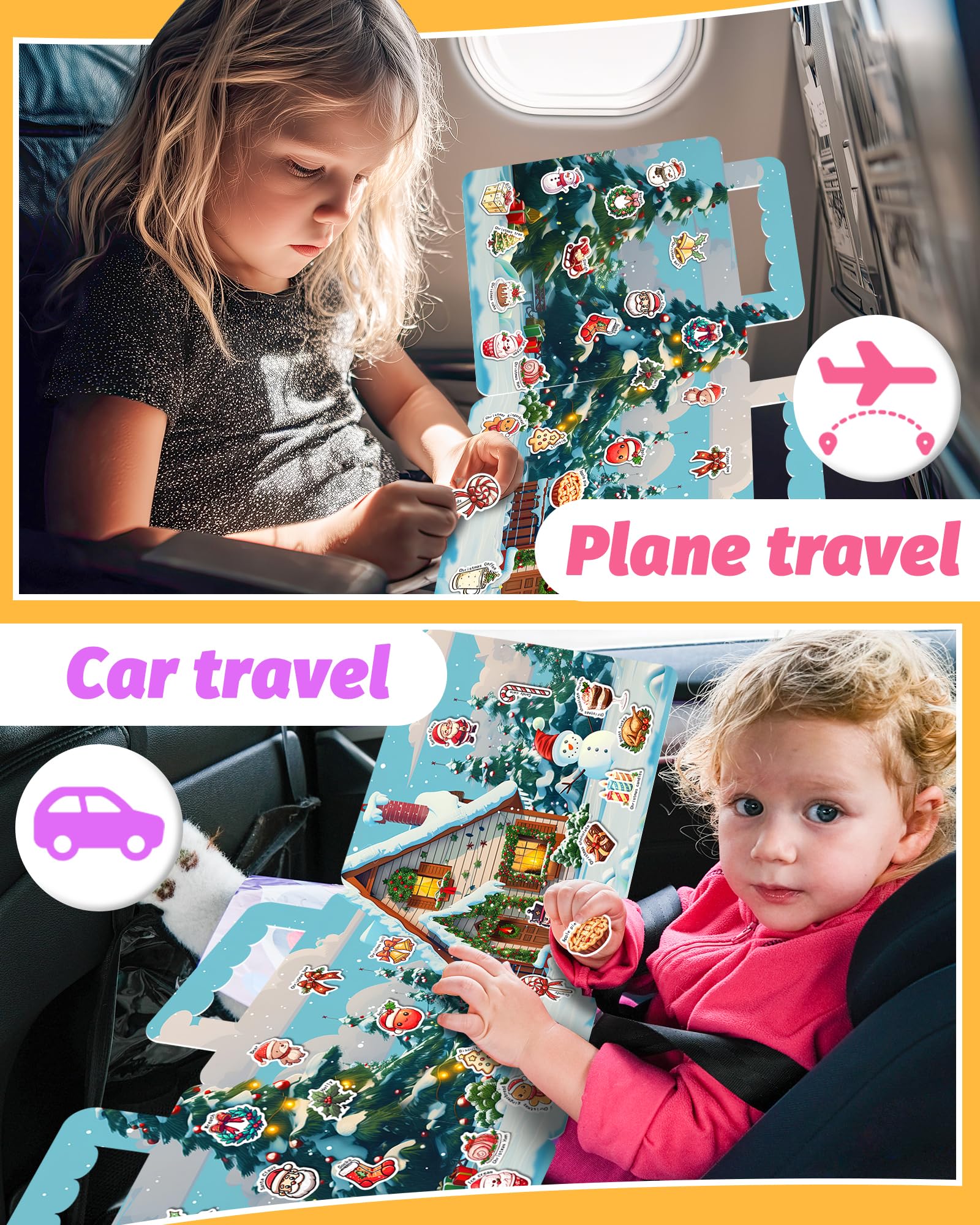 Walenced toddler sticker book portable handle for on-the-go crafts.