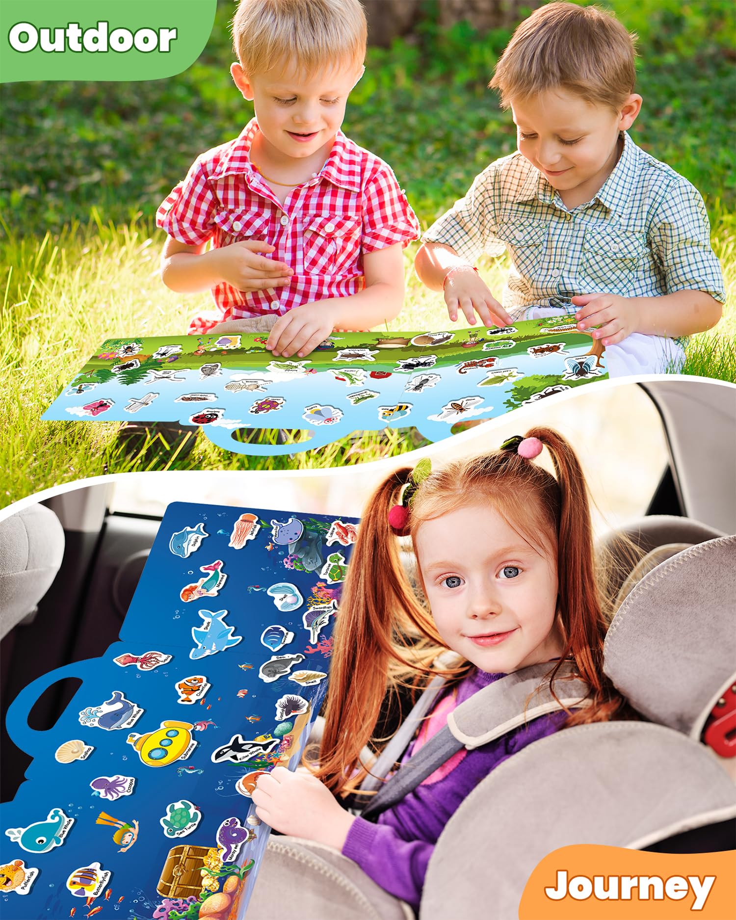 Walenced toddler sticker book vehicles theme boosts fine motor skills during travel