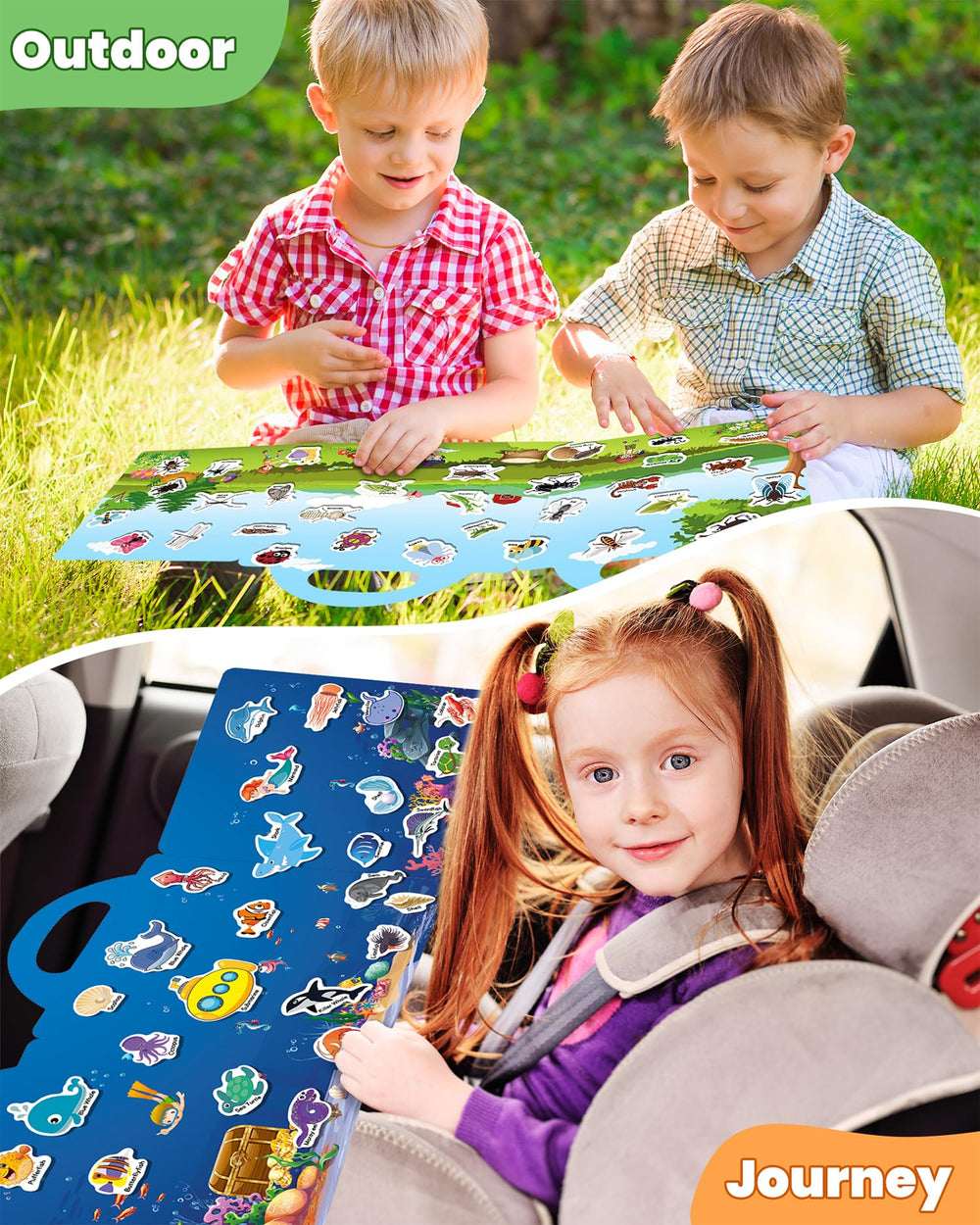 Walenced toddler sticker book vehicles theme boosts fine motor skills during travel