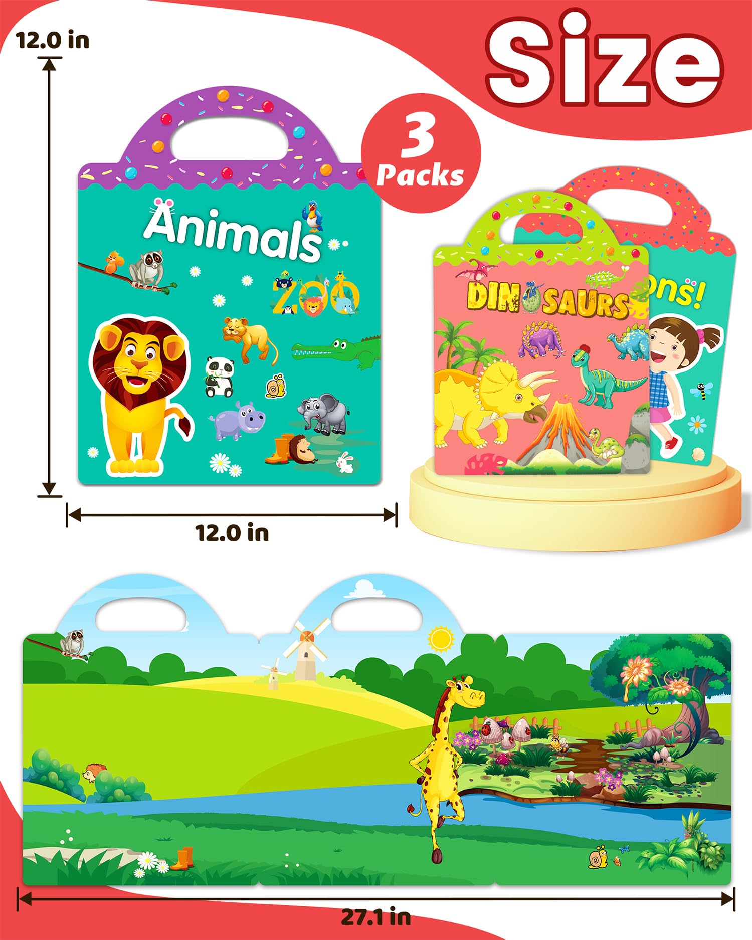 Walenced travel-friendly sticker book provides screen-free entertainment for toddlers.