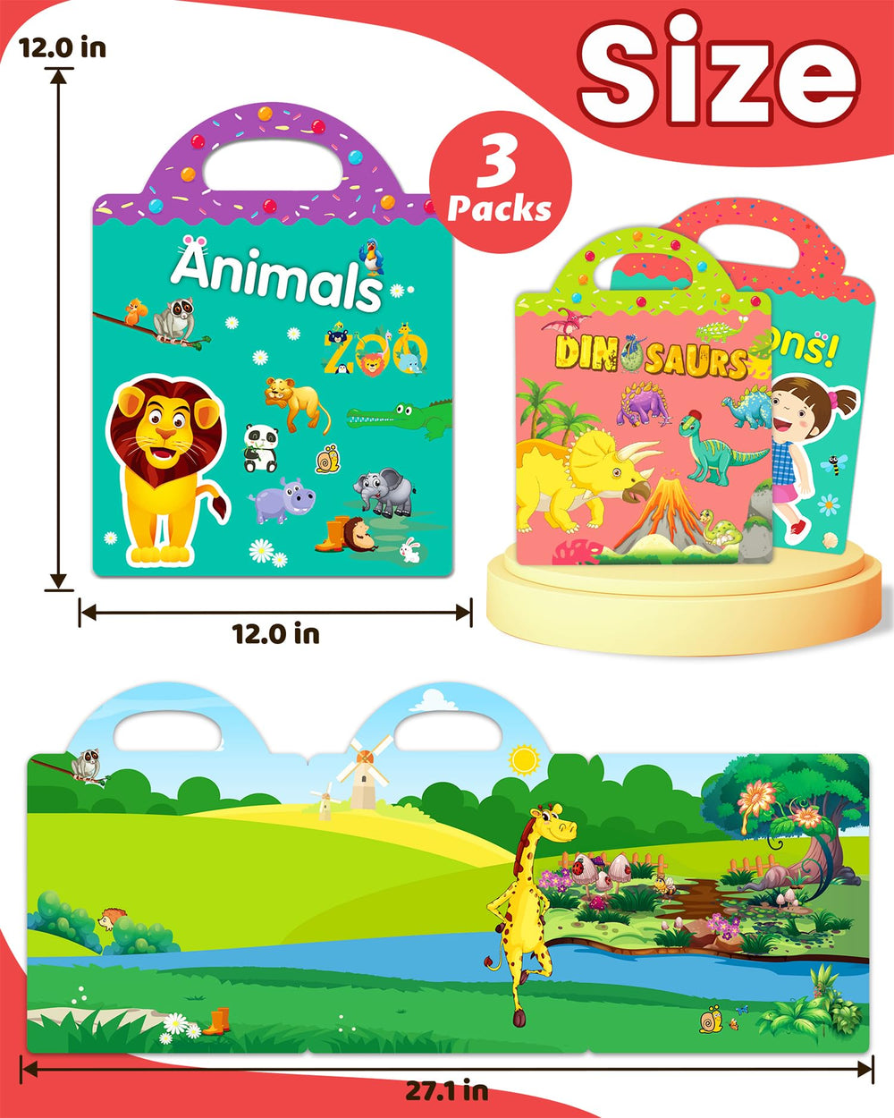 Walenced travel-friendly sticker book provides screen-free entertainment for toddlers.