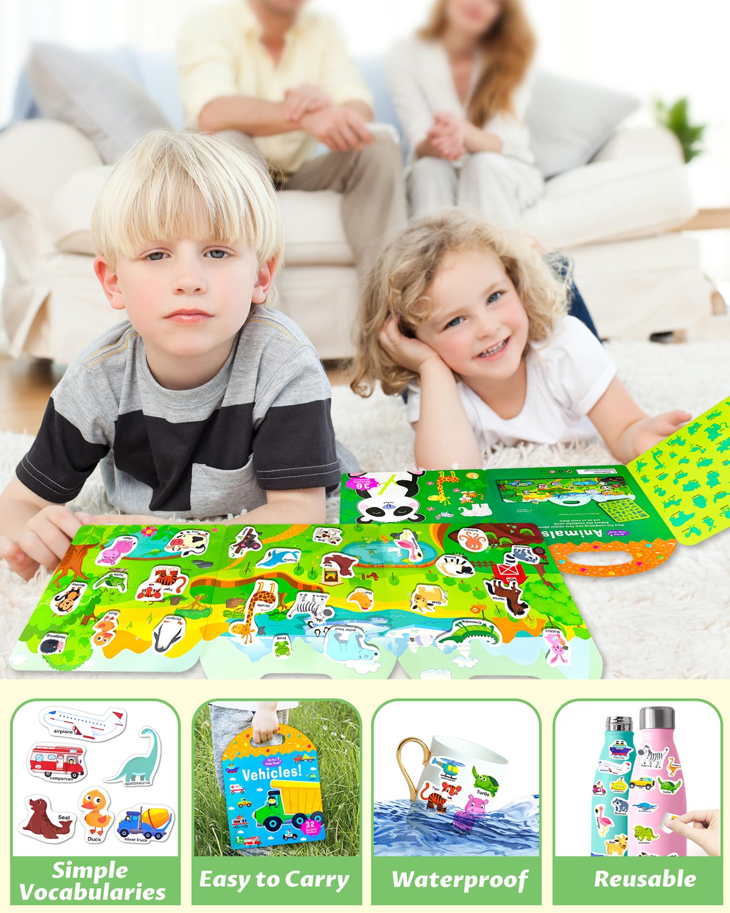 Walenced vehicles sticker pack supports pretend play with cars and trucks.