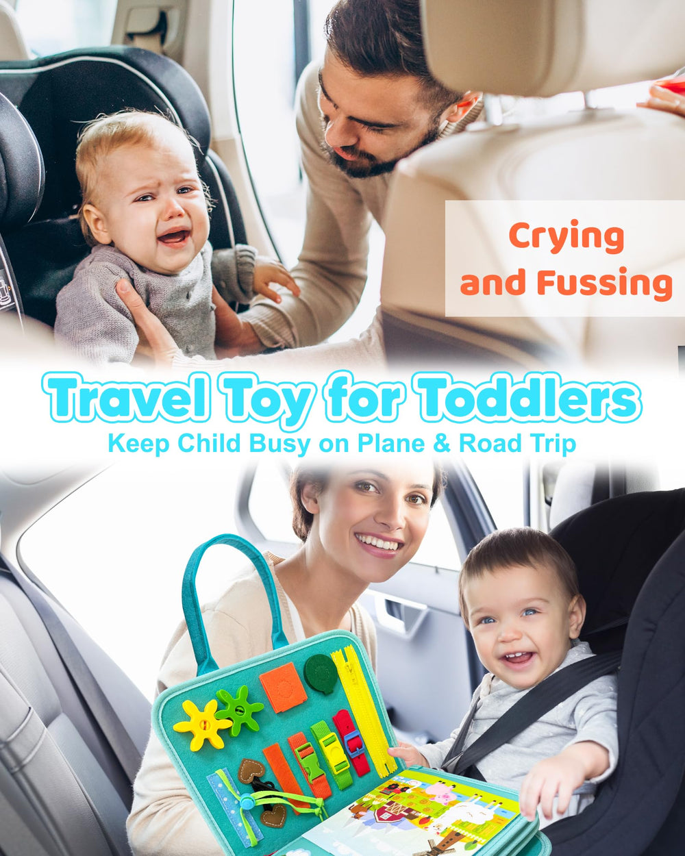 Walenty Busy Board's soft wool felt design keeps little hands safe during play.