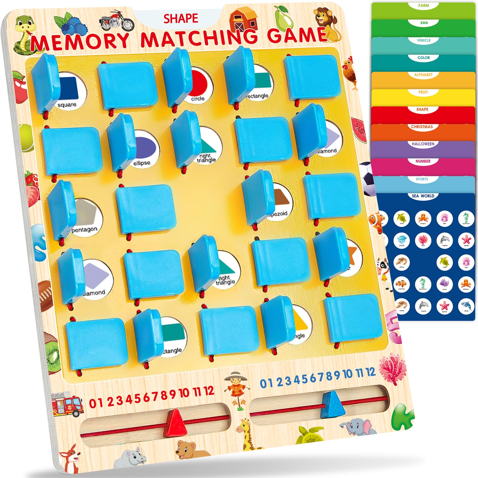 Walenty matching memory game board supports focused learning through themed images