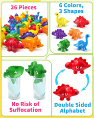 Walenty uppercase and lowercase letters on dinosaurs support initial letter recognition.