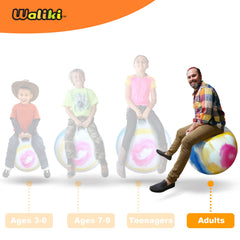 Waliki Hopper Ball ride-on device invites family play.
