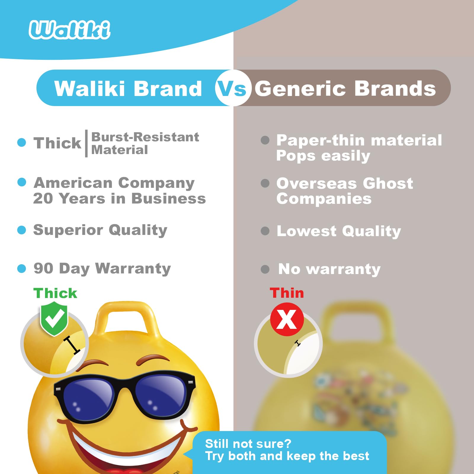 Waliki Hopper Ball durable vinyl for long-lasting fun.