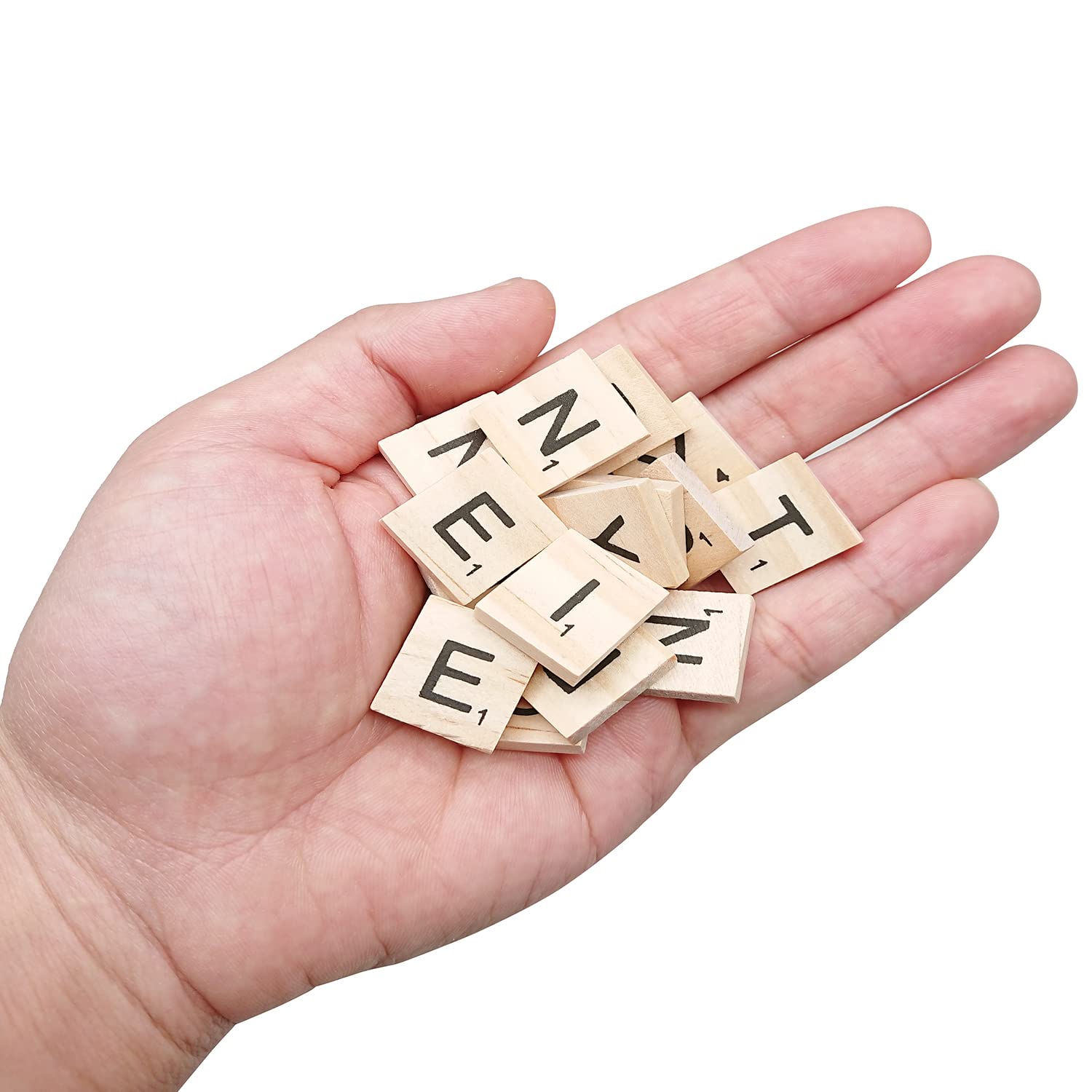 WANBAO wood letters close-up showing smooth grain and clear printed letters
