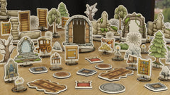Wanderers Emporium 1-inch grid on terrains aids precise positioning.