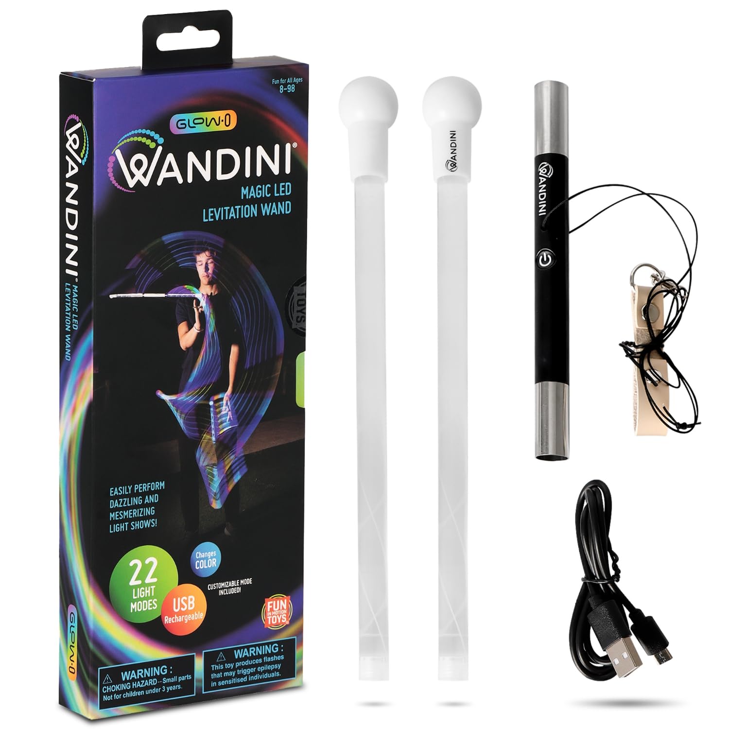 Wandini Glow collapsible levitation wand for easy transport and quick setup.