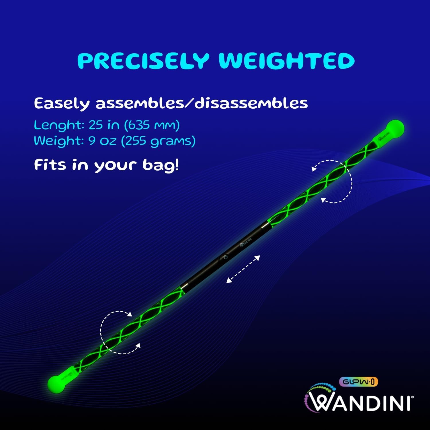 Wandini Glow compact design fits into bags for on-the-go performances.
