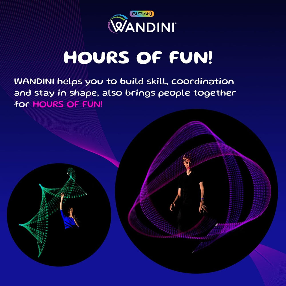 Wandini Glow USB-rechargeable wand with fast charge for longer practice sessions.