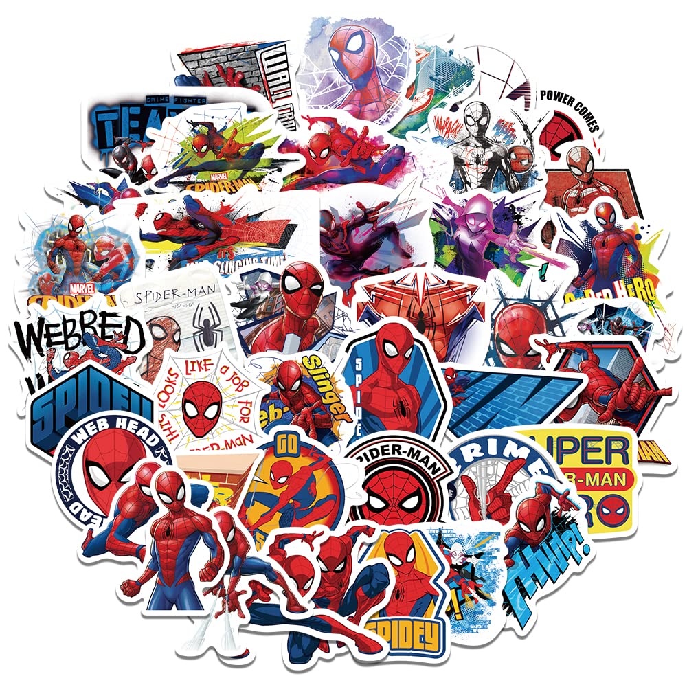 wanhuatong Spider-Man stickers: vivid 2-3 inch decals ideal for school gear and gadgets.
