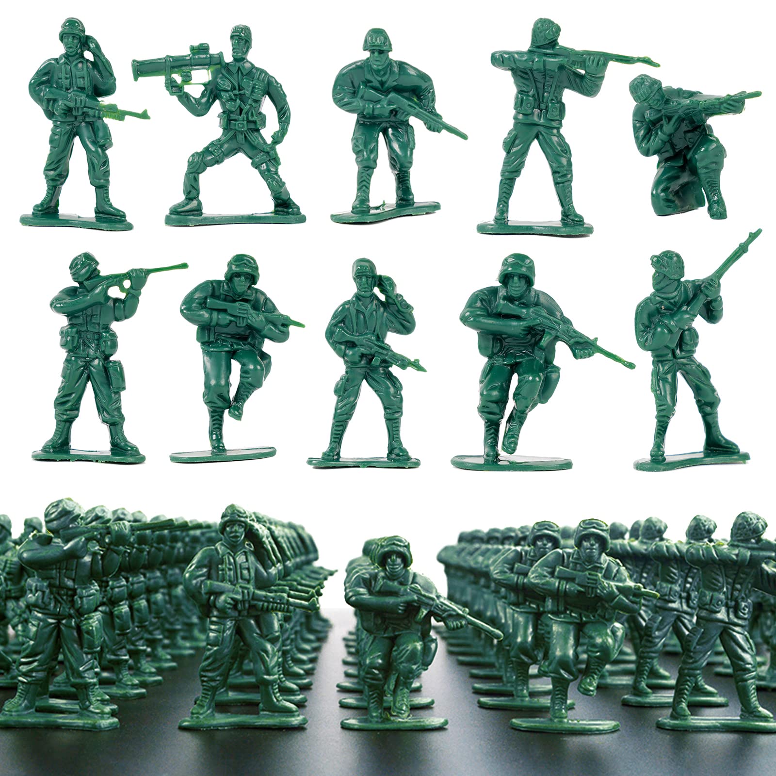 Wankko army men 100 toy soldiers green in a pile ready for pretend play and learning
