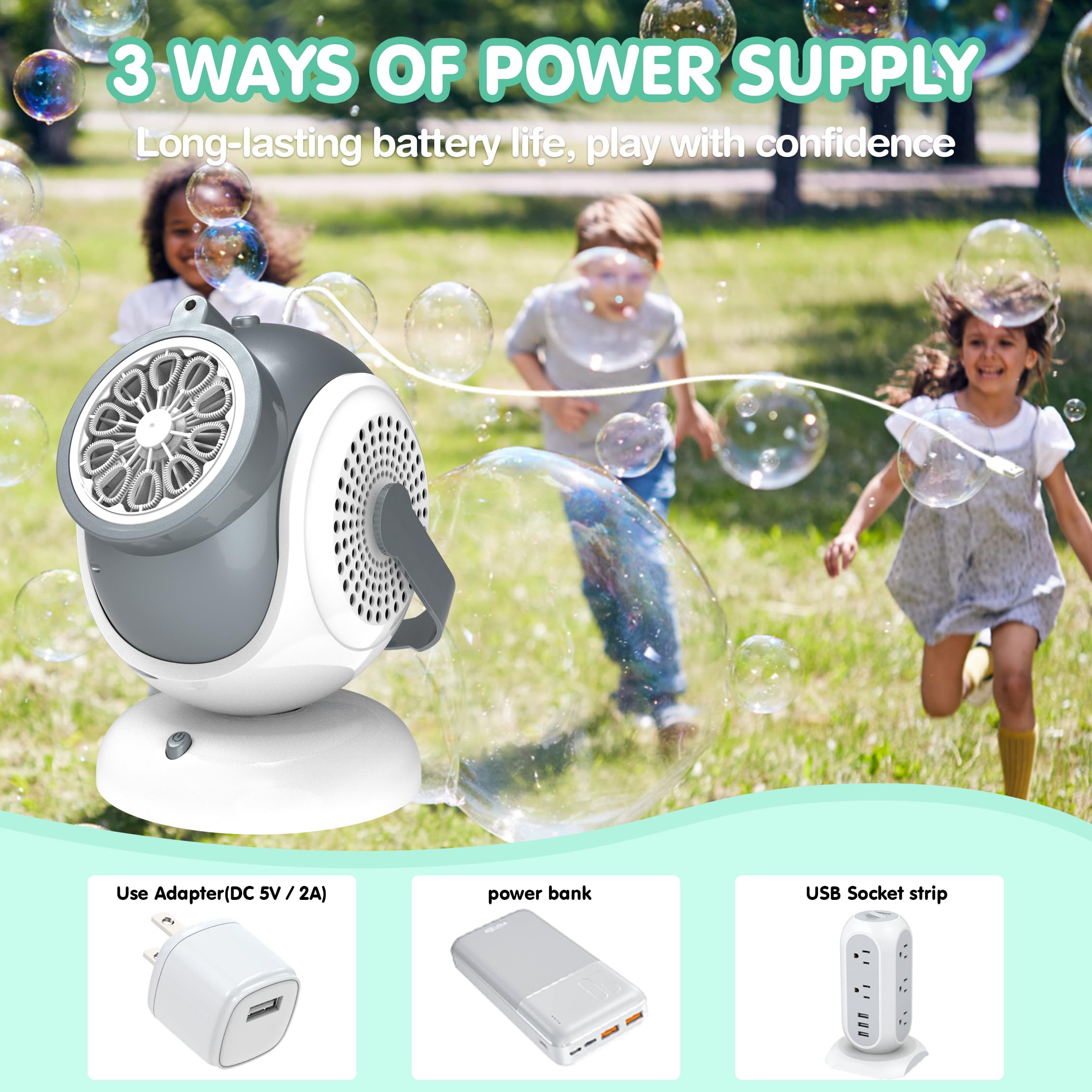 WANNA MAGIC Big Bubble Machine sealed design prevents leaks during play.