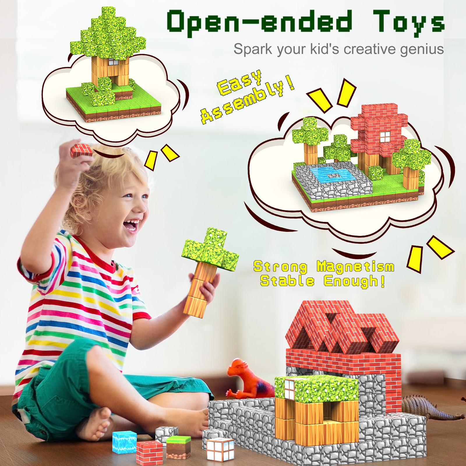 Wanplay open-ended construction toys show versatile magnetic cubes for stacking.