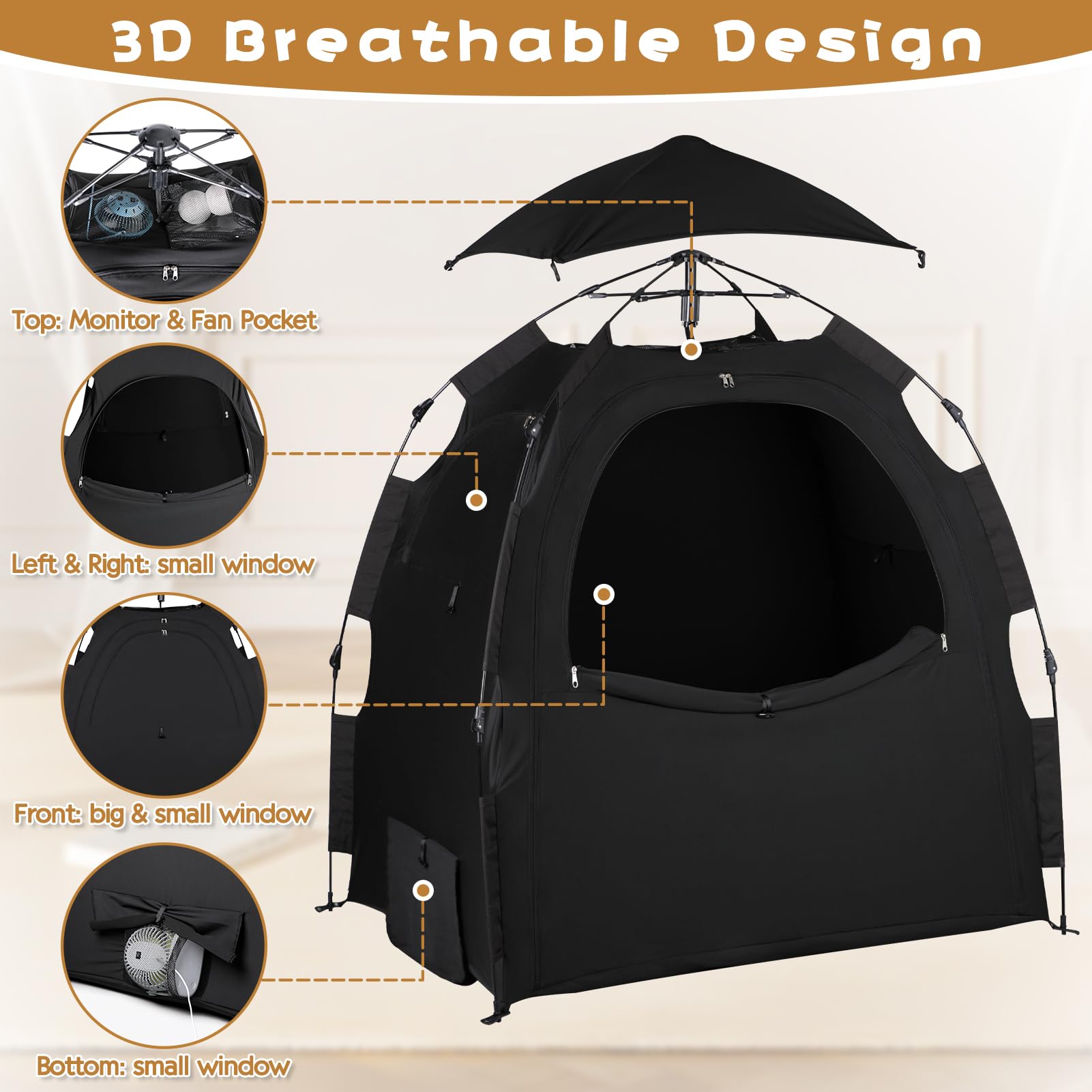 WANRU Pack N Play blackout cover top view shows dim cozy space