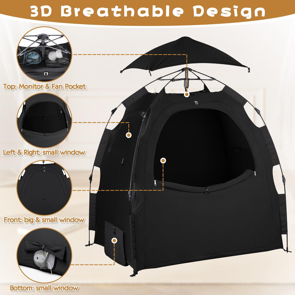 WANRU Pack N Play blackout cover top view shows dim cozy space