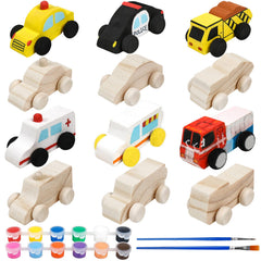 WANTKA 12-piece wooden cars kit, unpainted, ready for colorful painting and imaginative play